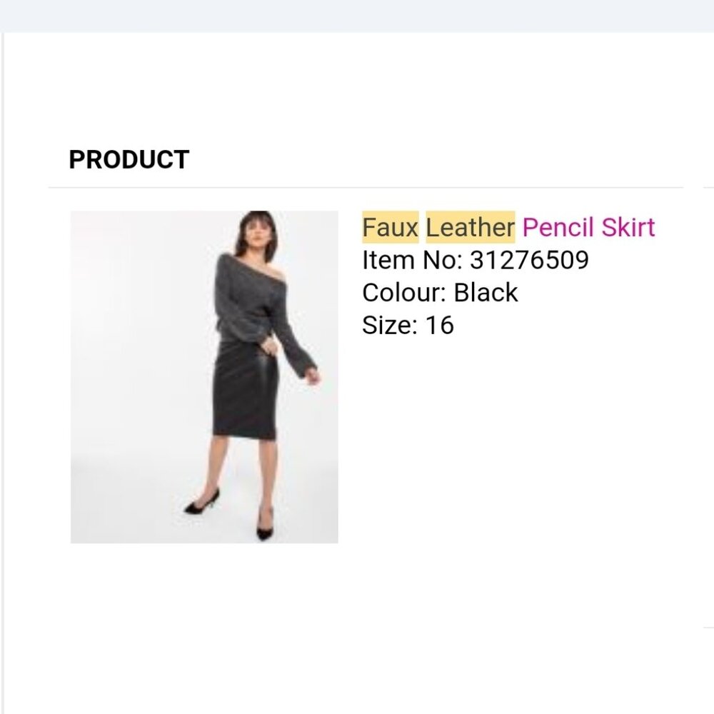 Faux Leather Pencil skirt